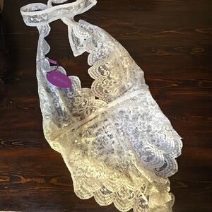 Avidlove White Lace Halter Teddy